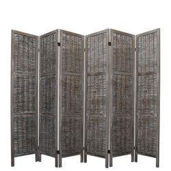 6 Panels Partition Room Divider Grey