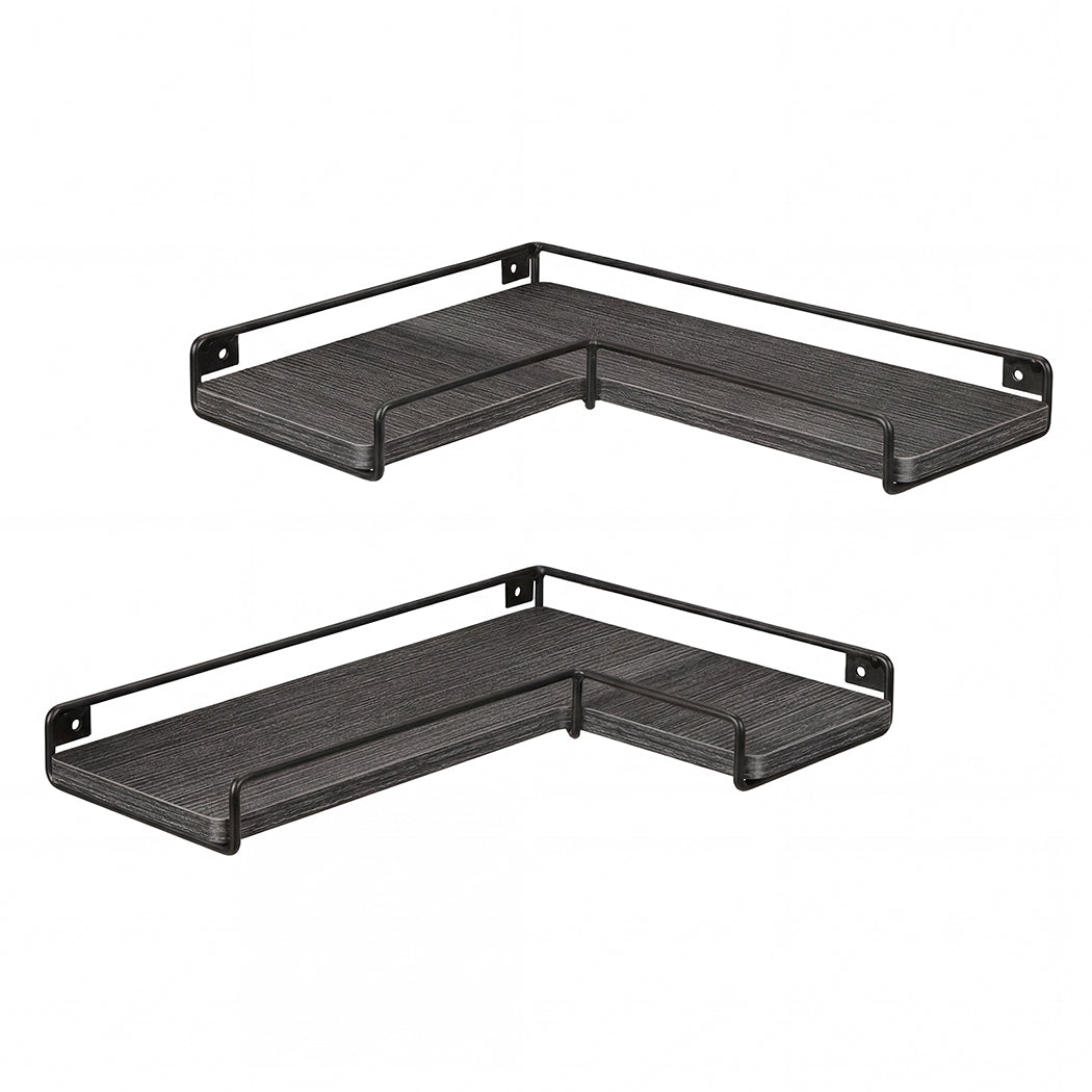 Floating Corner Wall Shelves 2 Pack Black | HomeAndLiving