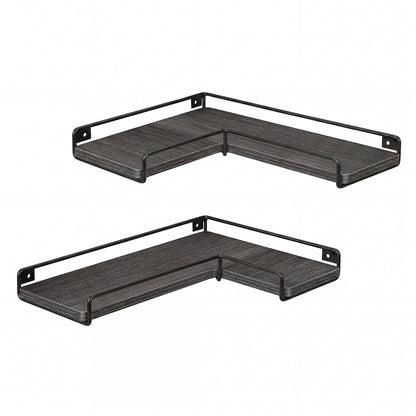 Floating Corner Wall Shelves 2 Pack Black | HomeAndLiving