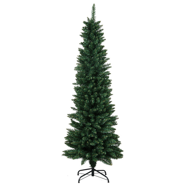  Compact 1.8M 600Tips Pencil Christmas Tree  Wood Finish Classic
