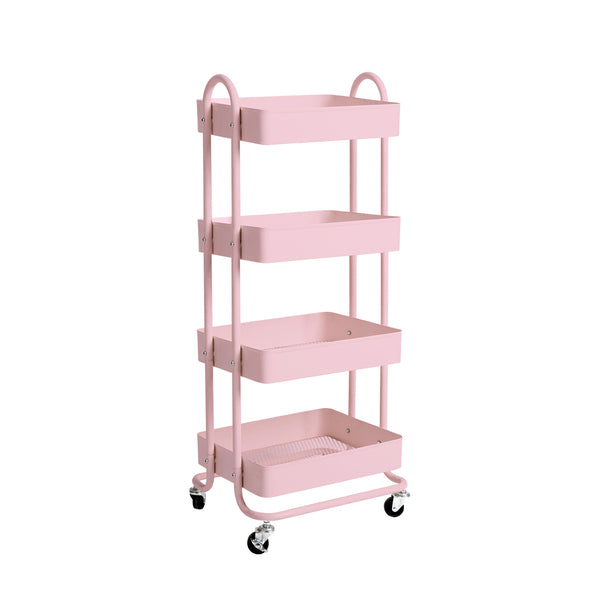  4 Tiers Kitchen Trolley Cart Pink