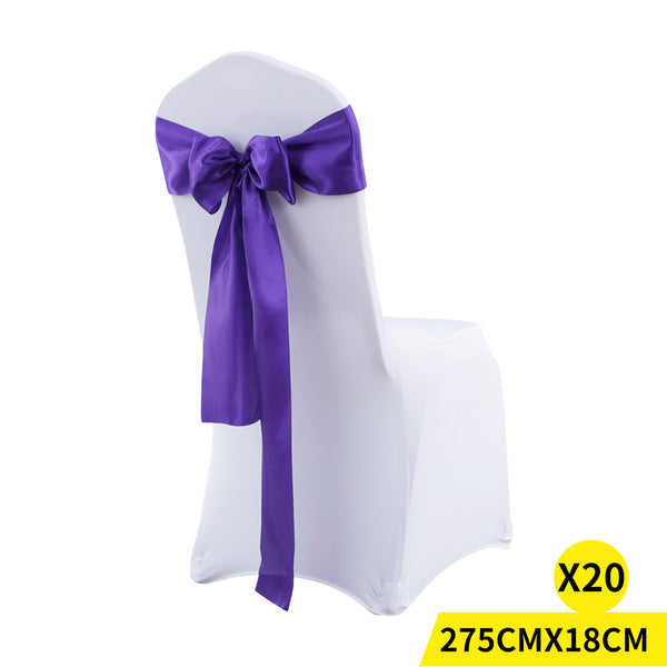  20x Table Runner Satin Chair Sashes Eggplant