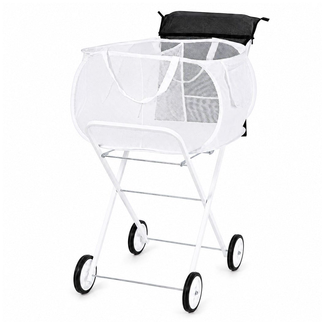 Laundry Trolley With Wheels Foldable 56x43x91cm