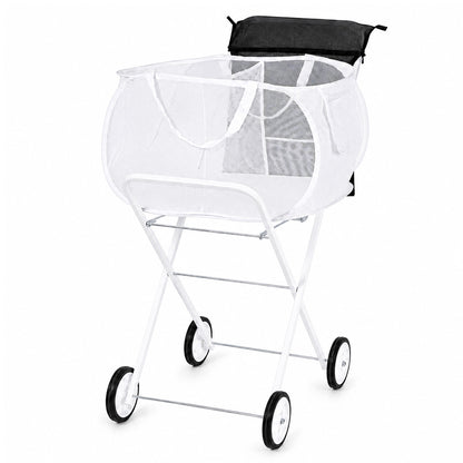 Laundry Trolley With Wheels Foldable 56x43x91cm