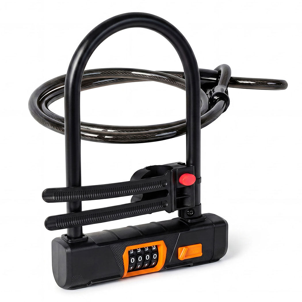 Bike Lock 4 Digit Combination Bicycle D Lock Security Cable Anti Theft Scooter