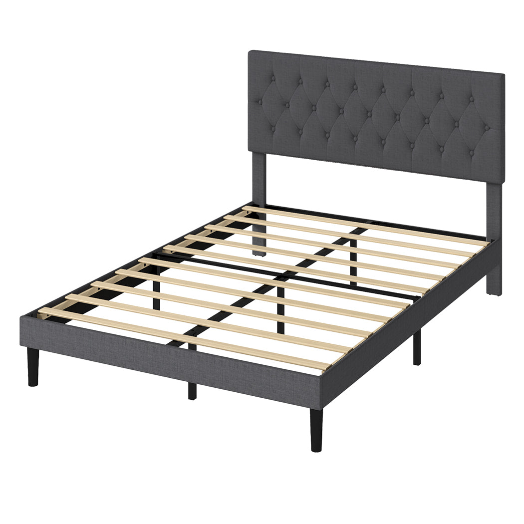 Grey Upholstered Bed Frame Queen 203.5x155x103cm
