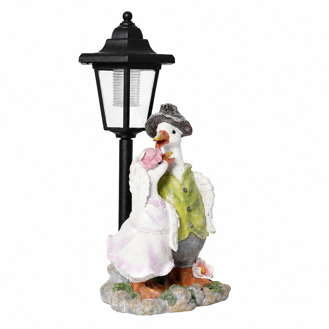 Duck Statue Solar Light White 15.5x12.5x34.5cm