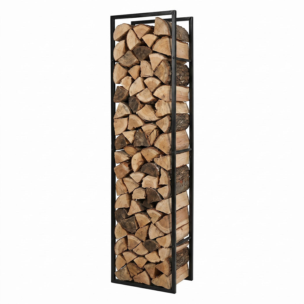 Levede Firewood Rack Steel Outdoor Storage Log Holder Fireplace 40 x 25 x 150cm