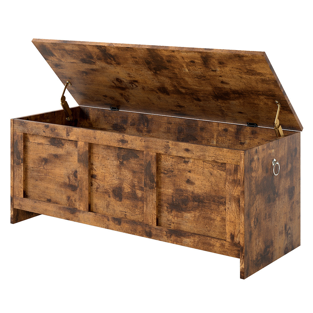 Rustic Storage Bench Wooden Cabinet 100x40x41cm