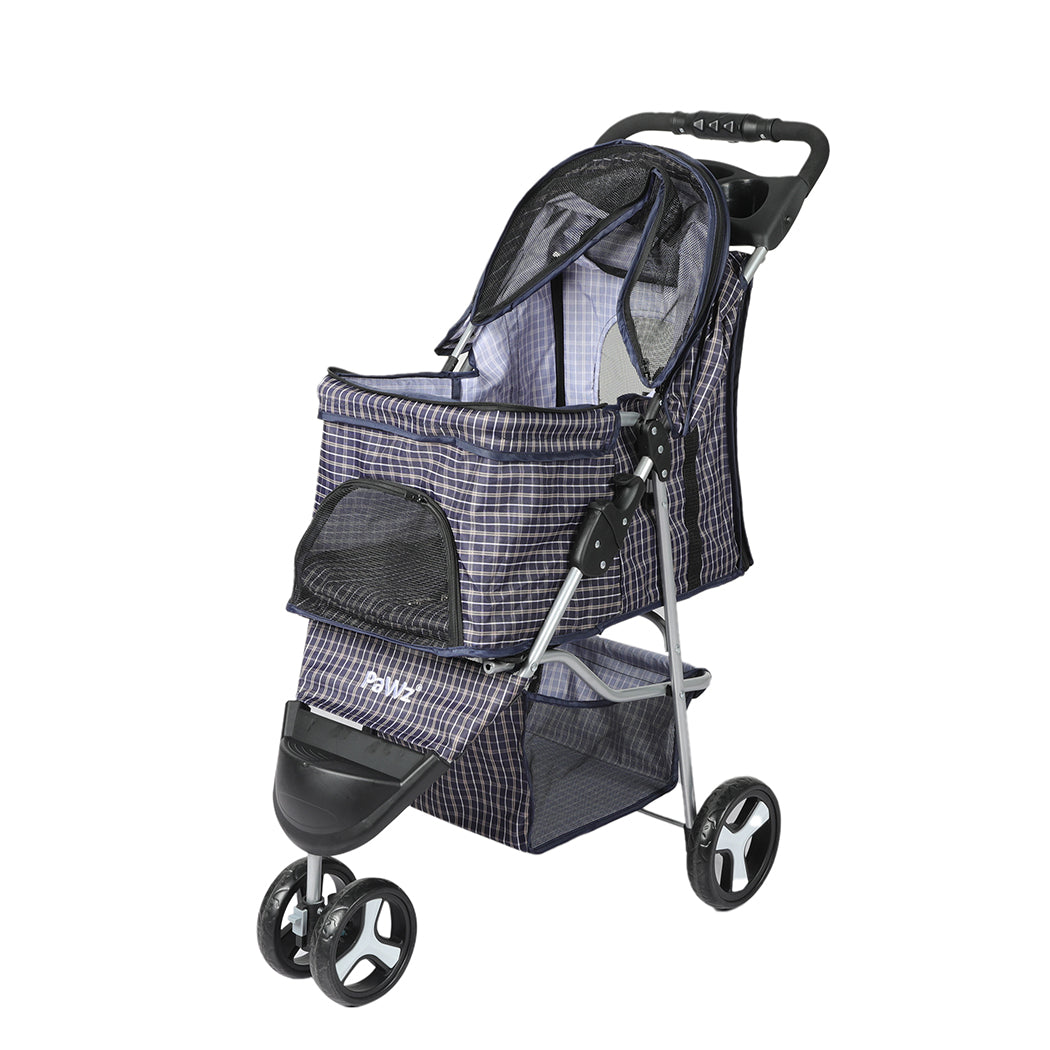 Large Pet Stroller Dog Cat Carrier Plaid - Stylish