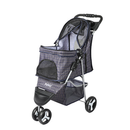 Large Pet Stroller Dog Cat Carrier Plaid - Stylish