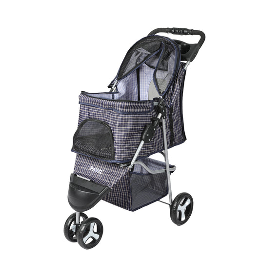 Large Pet Stroller Dog Cat Carrier Plaid - Stylish