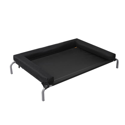 Large Pet Bed Black Fabric 77x47x15cm