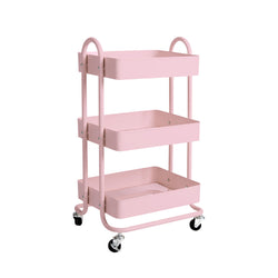 3 Tiers Kitchen Trolley Cart Pink