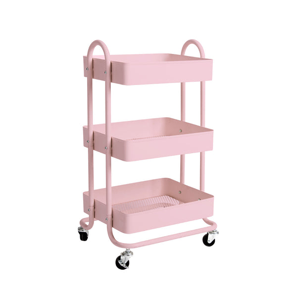  3 Tiers Kitchen Trolley Cart Pink