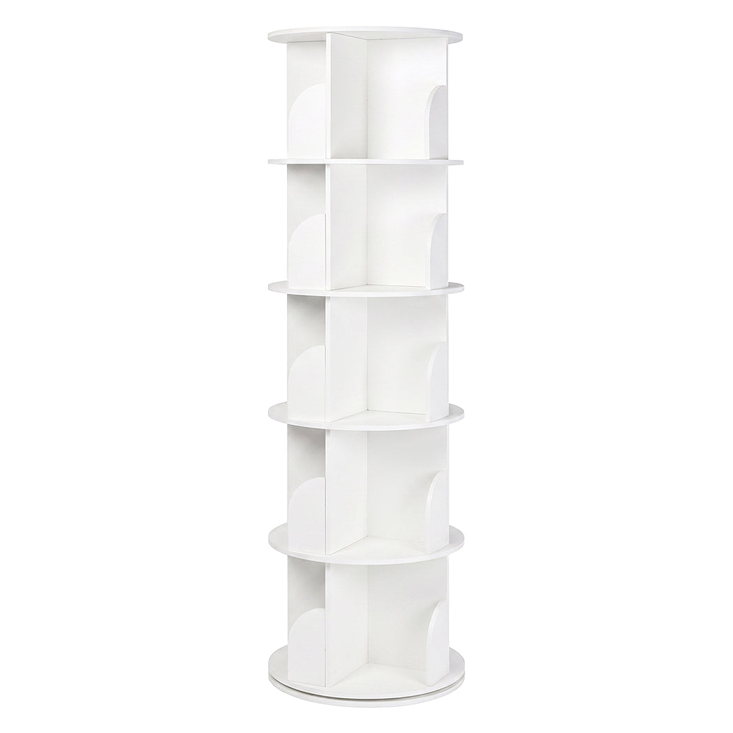 Rotating Bookshelf 5 Tier Storage 46x46x158cm
