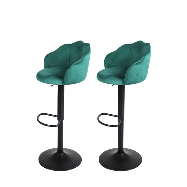  2x Bar Stools Kitchen Gas Lift Green