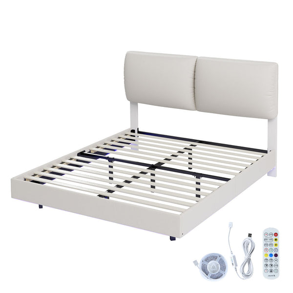  Cozy Double Floating Bed Frame  Space-Saving Design Classic