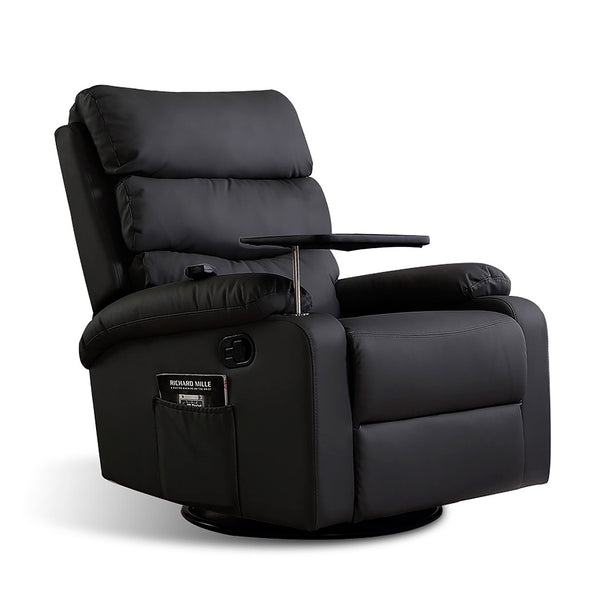  Contemporary Massage Chair Recliner 360 Swivel Black  Easy Assembly