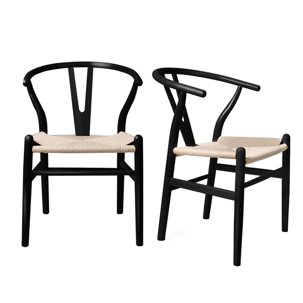  Ergonomic 2x Dining Chairs Wooden Hans Black  Premium Quality Build