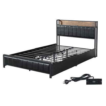 Double Bed Frame Storage Drawer 208x140x101cm