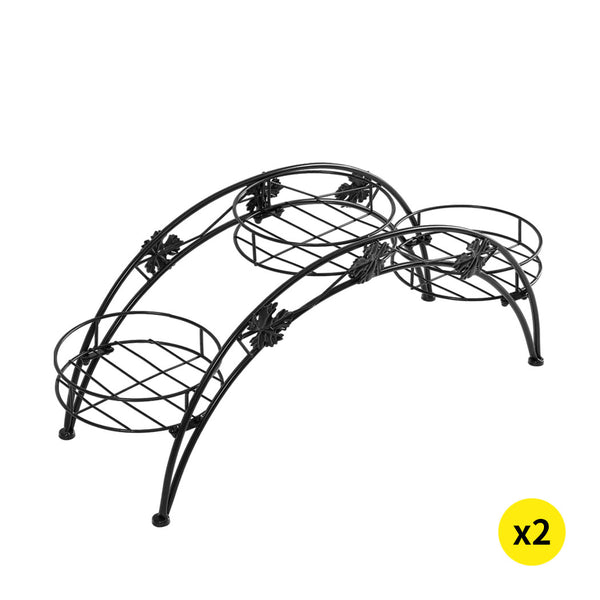  2X Plant Stand Outdoor Indoor Metal Black