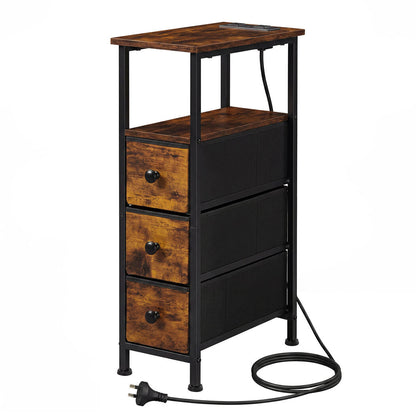 Bedside Table With Led Charging 20x40x70cm