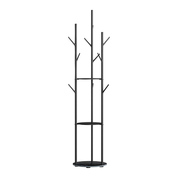  Compact Coat Rack Clothes Stand 8 Hook Organizer Black  Space-Saving