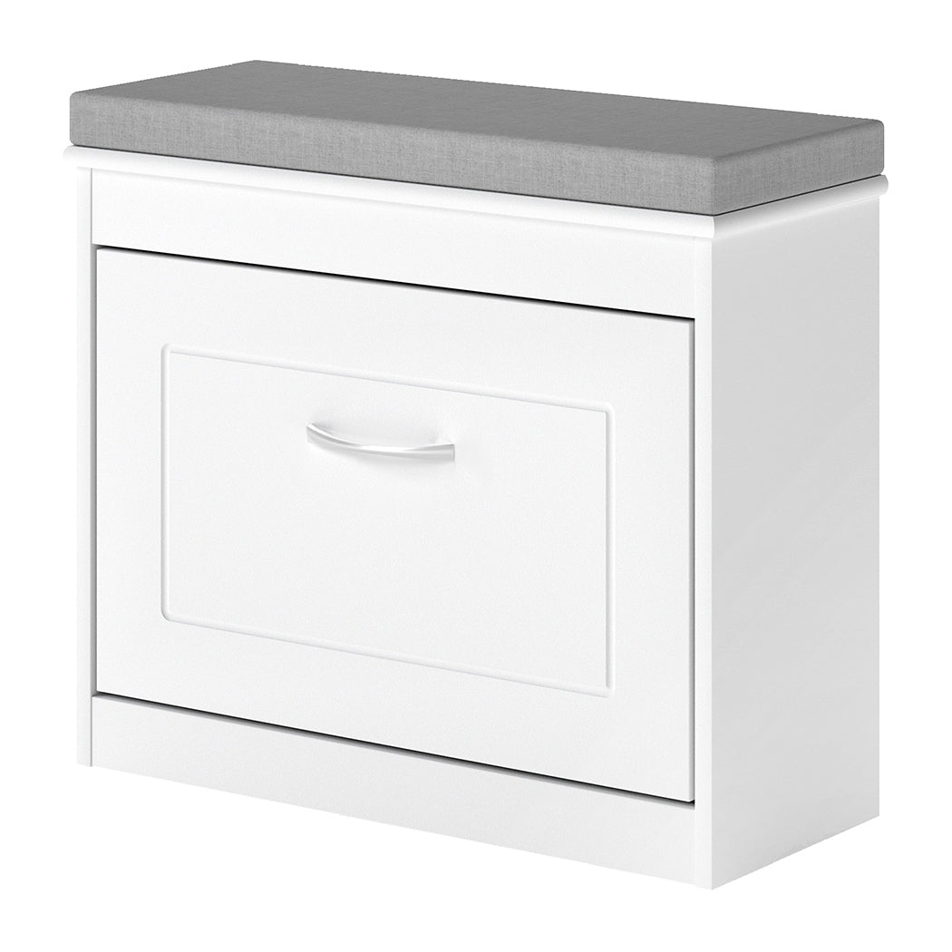 Shoe Rack Storage Bench White 60x24x51cm