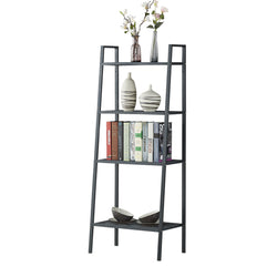 Bookshelf 4 Tier Ladder Shelf Unit Bookcase Black