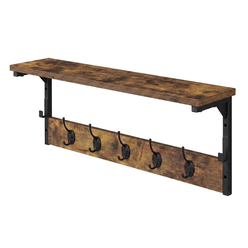 Wall Mounted Coat Rack Shelf 7 Hooks | HomeAndLiving - 2