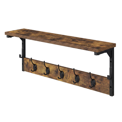 Wall Mounted Coat Rack Shelf 7 Hooks | HomeAndLiving - 2