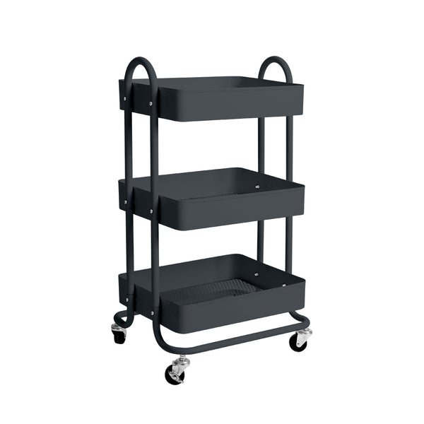  3 Tiers Kitchen Trolley Cart Grey