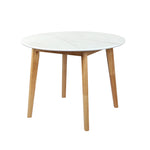 Modern Dining Table Round Rubberwood Base 100cm White 100 CM  Soft