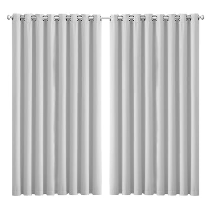 2x Blockout Curtains Panels 3 Layers Grey