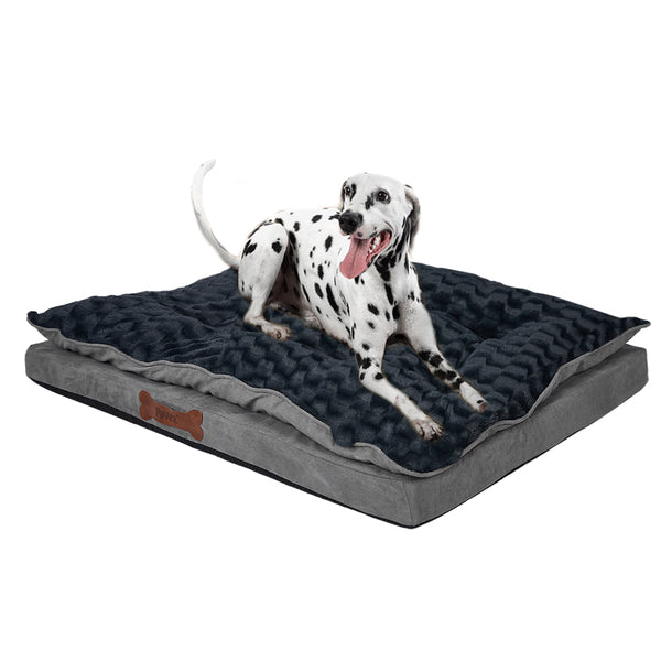  Dog Calming Bed Sleeping Kennel Soft Plush Comfy Memory Foam Mattress Dark Grey