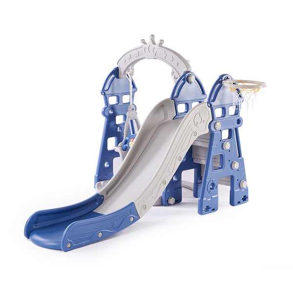  Kids Slide Swing Basketball Ring Blue