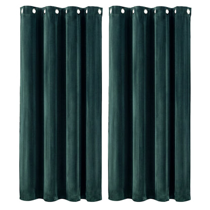Marlow Blackout Curtains 2 Panels Velvet Room Darkening Eyelet Curtains Green