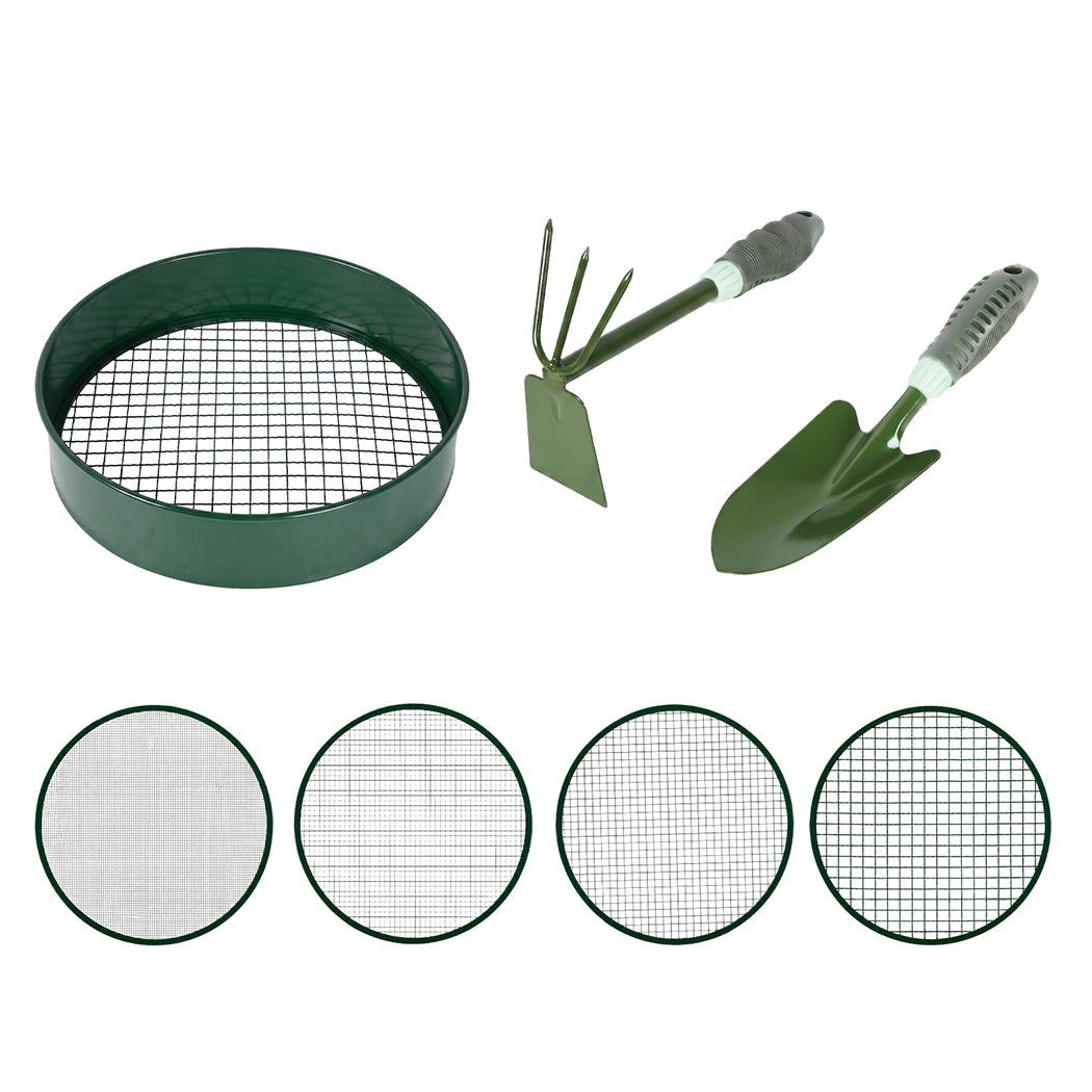 Garden Sieve Set Green Metal 31.2x7.2cm