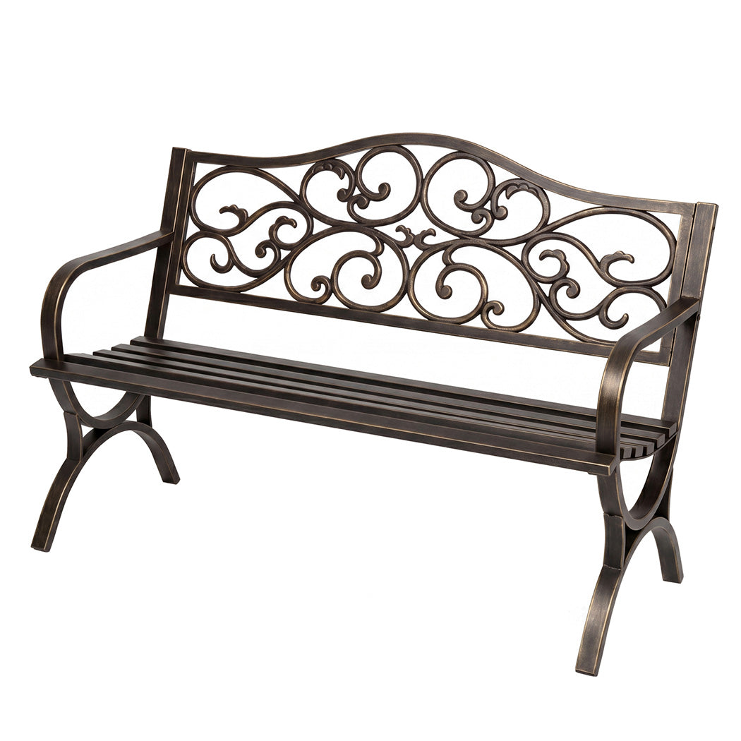 Levede Garden Bench Seat Outdoor Patio Park Lounge Backyard Chair Bronze 3 Seat