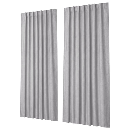Marlow Blackout Curtains Thermal Linen Look Blockout Drapes 2 Panels Grey