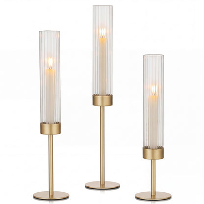 Gold Candle Holder Set 10x10x36cm