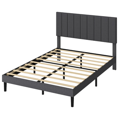Queen Bed Frame Upholstered Grey 203.5x155x103cm