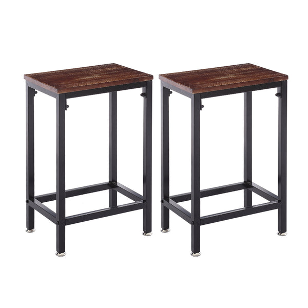  2x Industrial Bar Stools Wooden