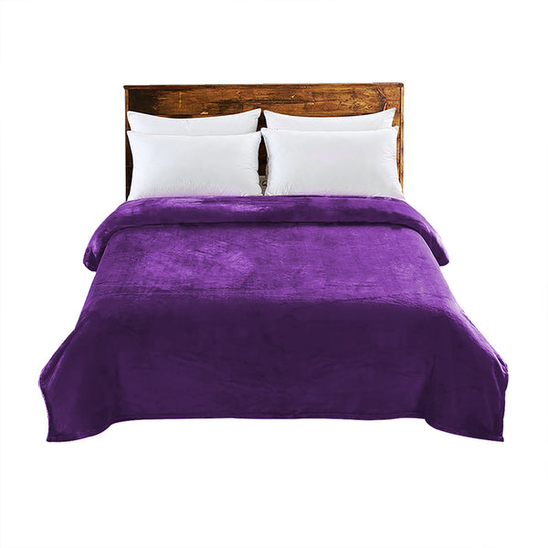  320GSM 220x240cm Ultra Soft Mink Aubergine Queen