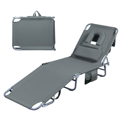 Foldable Beach Lounge Chair Grey 22x0.8cm