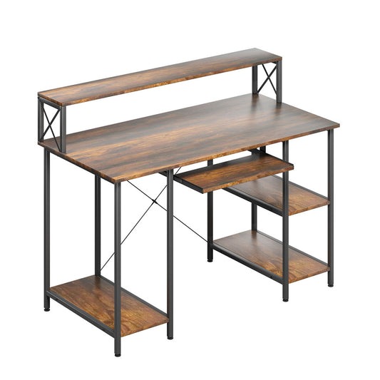 Luxury Office Gaming Computer Desk Brown  Multipurpose Use Classic