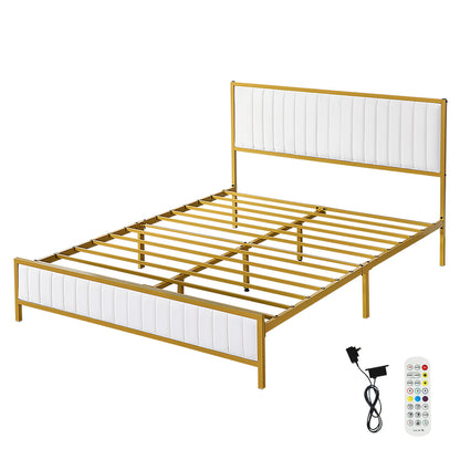 Compact Metal Bed Frame Under Bed Storage Queen Beige  Adjustable