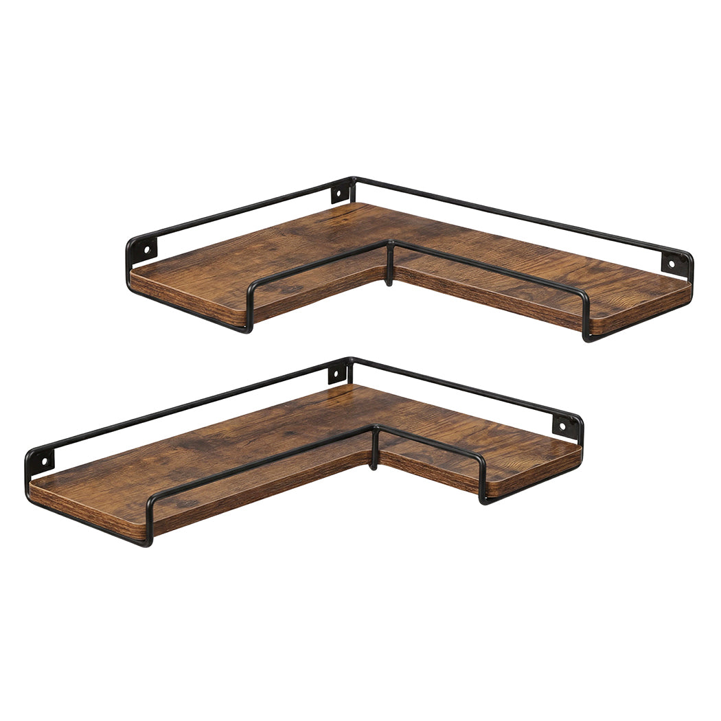 Floating Corner Wall Shelves 2pc Display Storage | HomeAndLiving