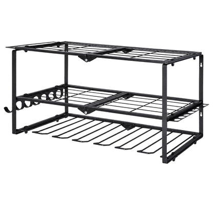 Garage Storage 3 Tier Rack Black 66x20x32cm